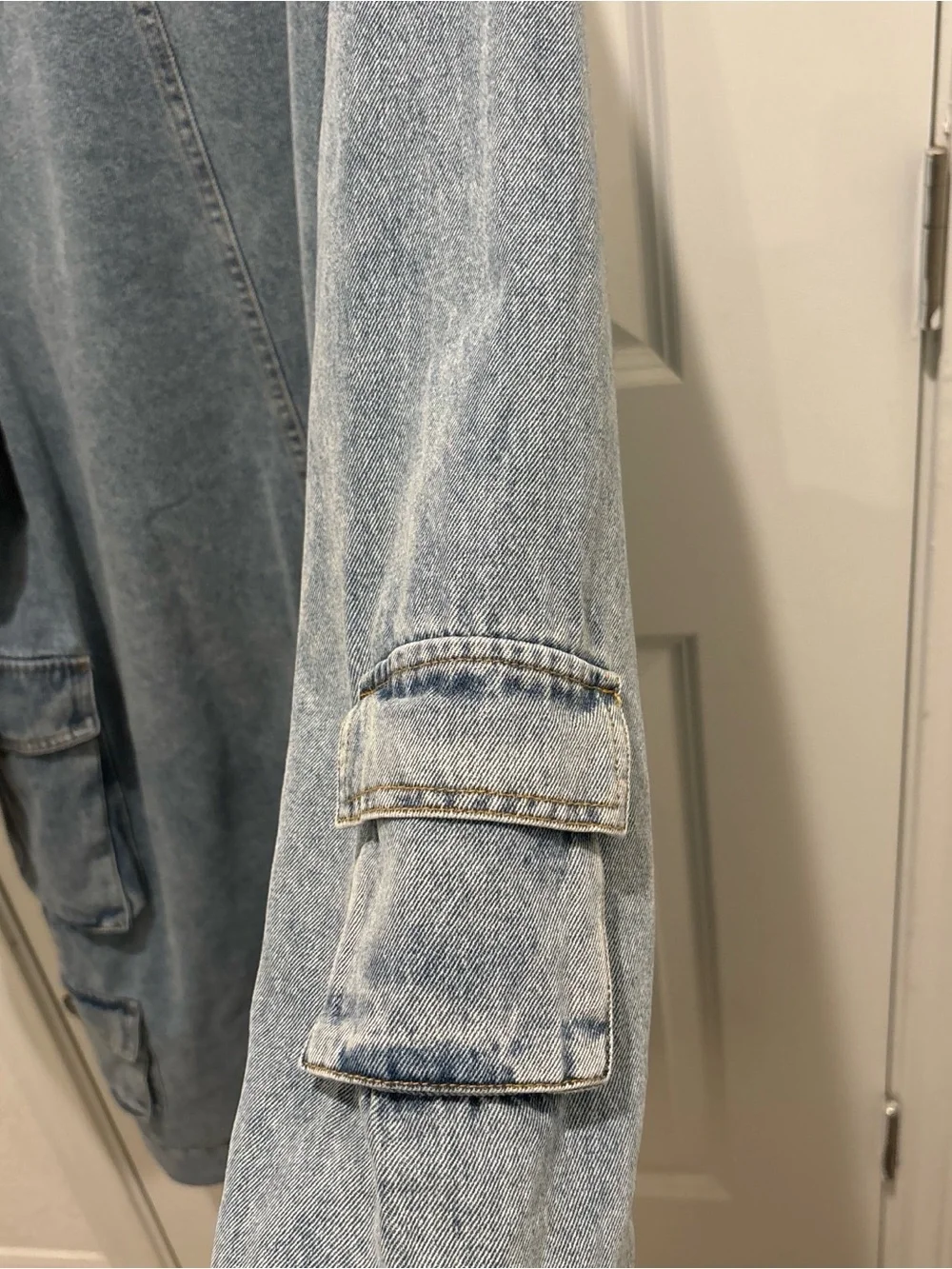 Fashion Nova Light Blue Sherpa-Lined Denim Trench Coat